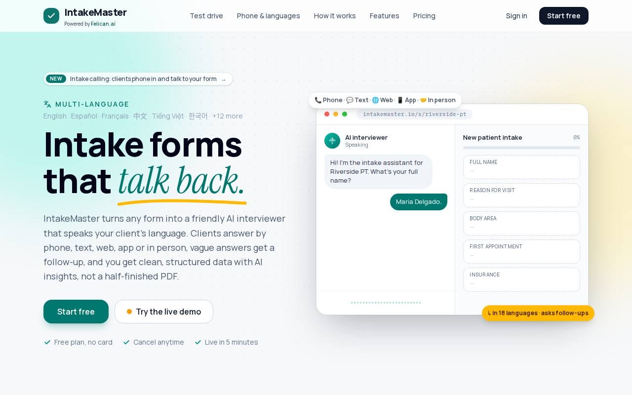 Screenshot of IntakeMaster