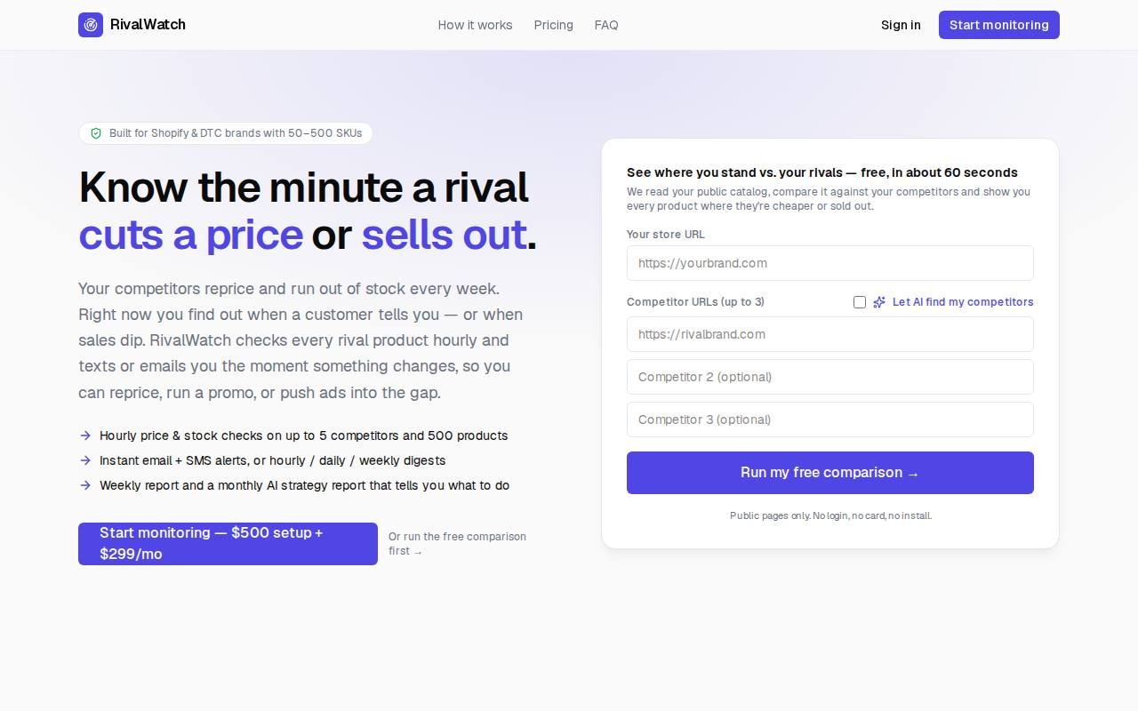 Screenshot of RivalWatch